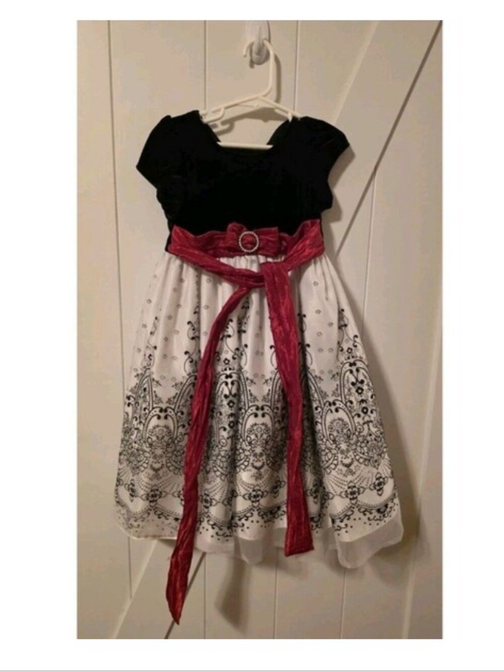 jane copperfieldJayne Copeland Girls Holiday Dress Size 4 Black Velvet Red Sas
